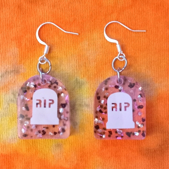 Handmade Gravestone Earrings - Picture 1 of 3